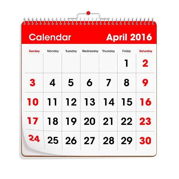 Photo of Red Wal Calendar - April 2016