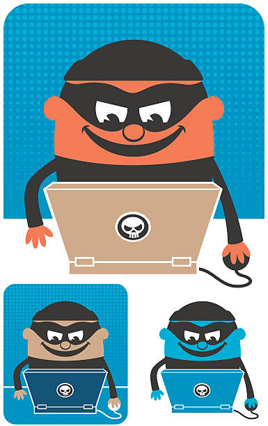 ilustrações, clipart, desenhos animados e ícones de crime de computação - hacked laptop cracked computer bug