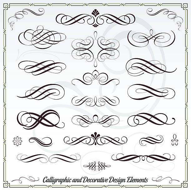 Mão desenhar Calligraphic e elementos de Design decorativo - ilustração de arte em vetor