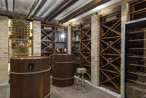 Modern wooden winery or wine cellar