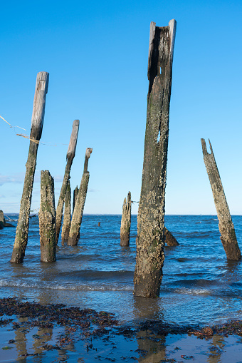 Old piere on the ocean in Sands Point, Long Island, New York State, USA