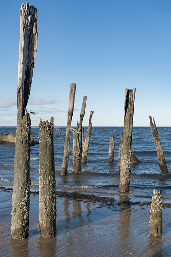 Old piere on the ocean in Sands Point, Long Island, New York State, USA