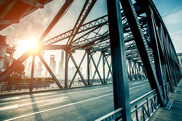 Garden Bridge of Shanghai the historic bridge with the landmark background of shanghai in China. bridge built structure stock pictures, royalty-free photos & images