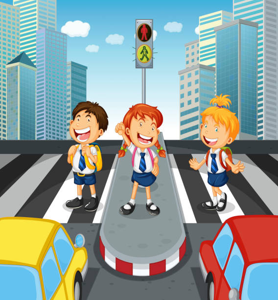 Kids Crossing Road Stock Illustrations – 741 Kids Crossing Road Stock  Illustrations, Vectors & Clipart - Dreamstime