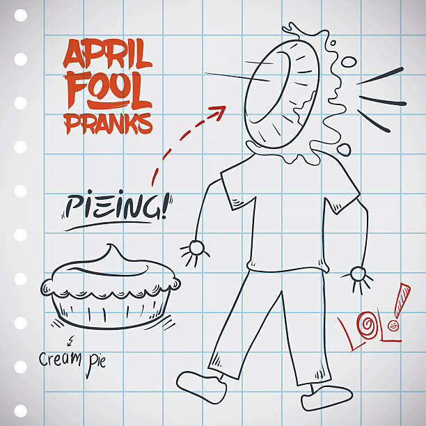 klasyczne pieing dowcip kwietnia fools'dzień - whoopee pie stock illustrations