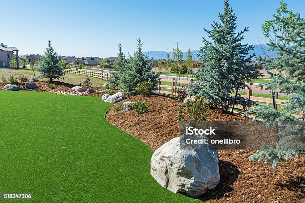 Landscaping With Artificial Turf Stock Photo - Download Image Now - Artificial, Turf, Textile