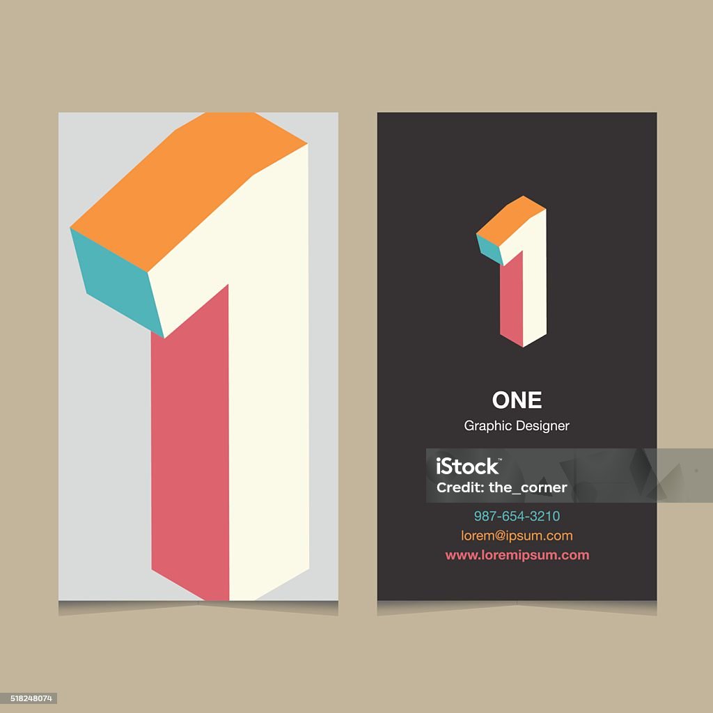 number "1" Number "1", with business card template. Vector graphic design elements for company logo. Number 1 stock vector