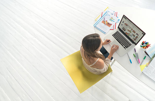 Creative business woman working online