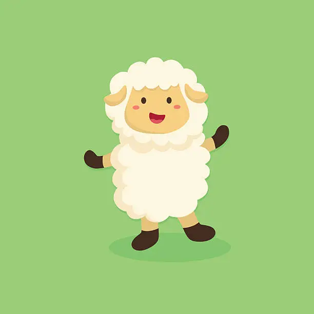 Vector illustration of Cute Sheep Cartoon