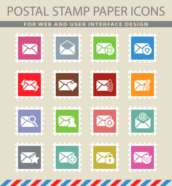 illustrations, cliparts, dessins animés et icônes de ensemble de icône courrier enveloppe et - paper clip symbol attached computer icon