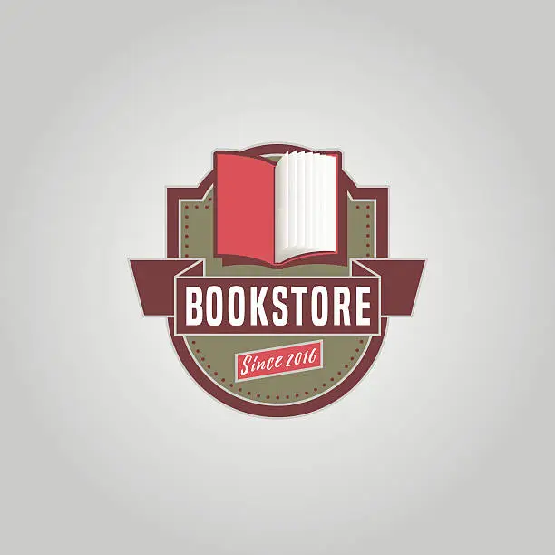 Vector illustration of Bookstore or library vector emblem
