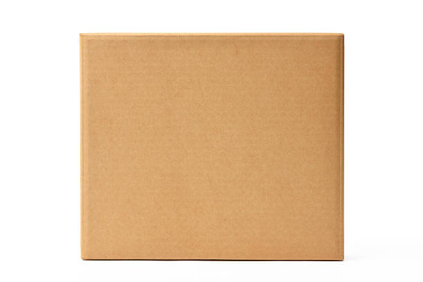 Isolated shot of blank old cardboard box on white background Closed blank old cardboard box isolated on white background with clipping path. cardboard box stock pictures, royalty-free photos & images