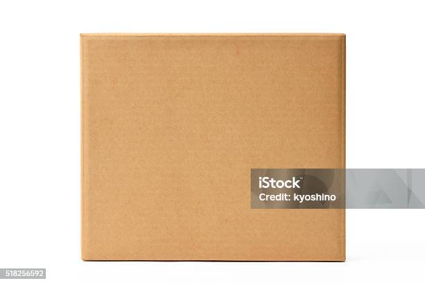 Isolated Shot Of Blank Old Cardboard Box On White Background Stock Photo - Download Image Now