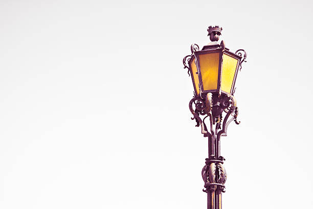 Typical classic portuguese streetlight - image with copy space - toned image