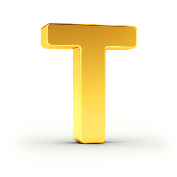 istock The letter T as a polished golden object 518257964