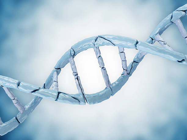 istock Digital illustration of a Broken DNA on blue background 518258467