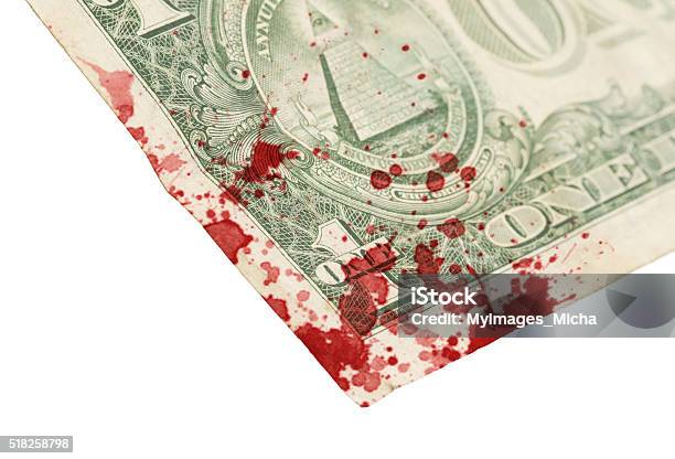 Us One Dollar Bill Close Up Blood Stock Photo - Download Image Now - Banking, Blood, Bribing