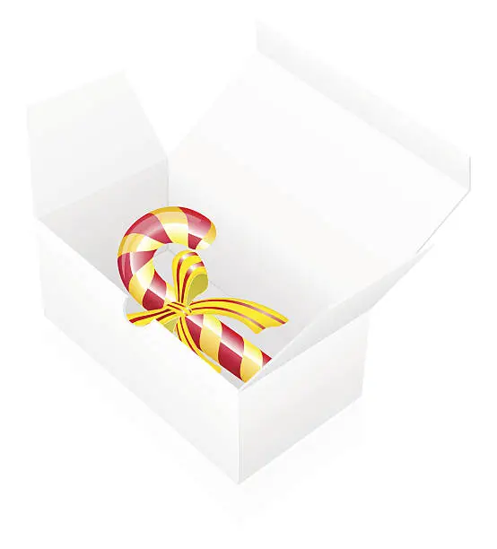 Vector illustration of new year packing box with candy vector illustration