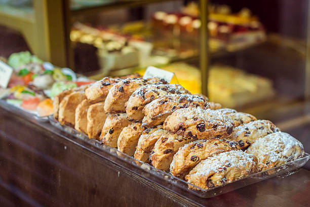 Delicious biscuits in a shop window