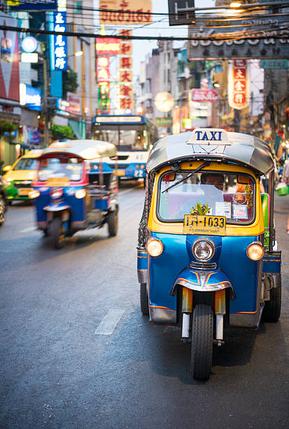 Ayutthaya, Thailand - September 12, 2015 : Thai tri-motorcycle is passenger car for people and traveller who want to go around Ayutthaya, Thailand.
