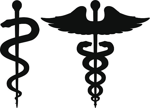 医療シンボル記号 - ヘルメスの杖点のイラスト素材／クリップアート素材／マンガ素材／アイコン素材