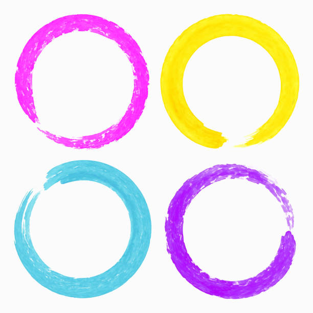 istock Set of Watercolor Colorful Grunge Circle Stains 518277743