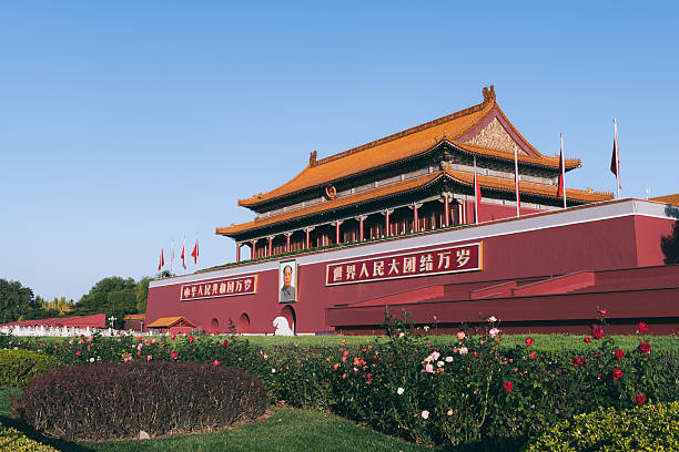 베이징 천안문 북문, beijing, china - tiananmen square 뉴스 사진 이미지