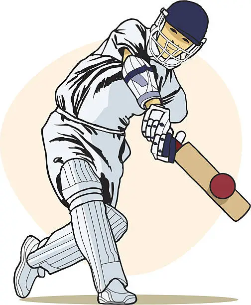 Vector illustration of Cricketer Playing a Shot