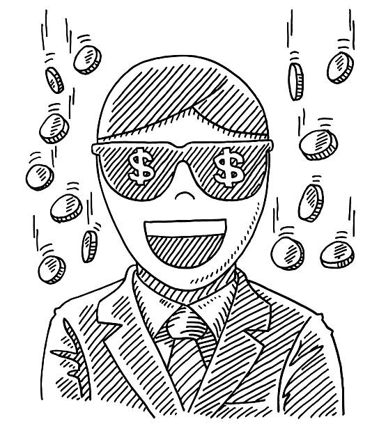 illustrations, cliparts, dessins animés et icônes de heureux homme d'affaires dessin chute de l'argent - men necktie isolated white background