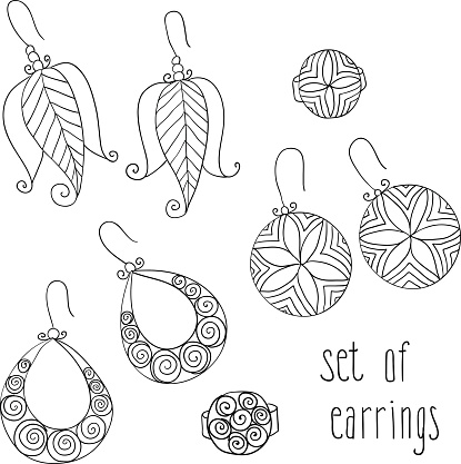 vector set of different female earrings