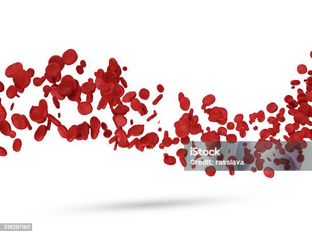 Red Blood Cells Flowing On White Background Stock Photo - Download Image Now - Red Blood Cell, Platelet, Anatomy