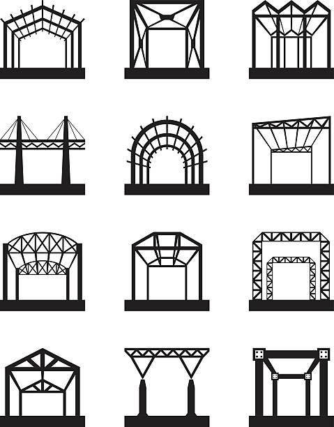 konstrukcji metalowych zestaw ikon - ogffice stock illustrations