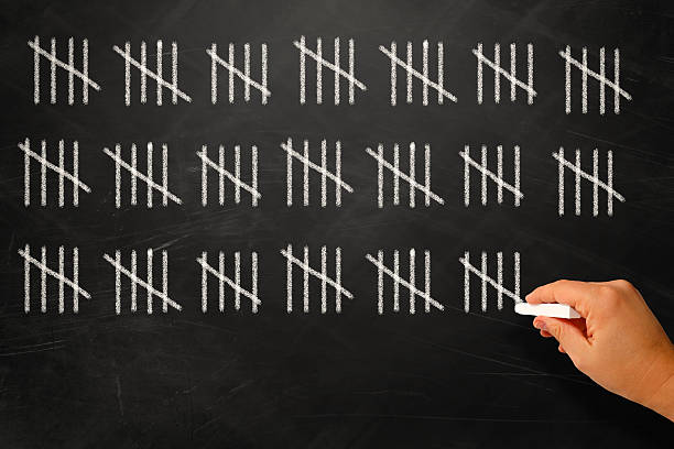 Stripes on a blackboard Counting the days - Stripes on a Blackboard counting stock pictures, royalty-free photos & images