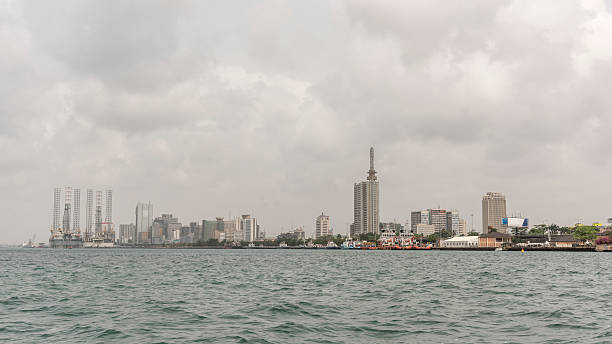 lagos, nigeria, skyline from the sea - lagos bildbanksfoton och bilder
