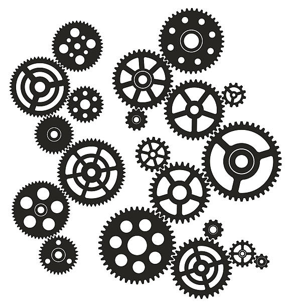 Gears Gears circuit vector illustration. Saved in EPS 8 file with all separated elements. Hi-res jpeg file included (5000 x 5277). equipment illustrations stock illustrations