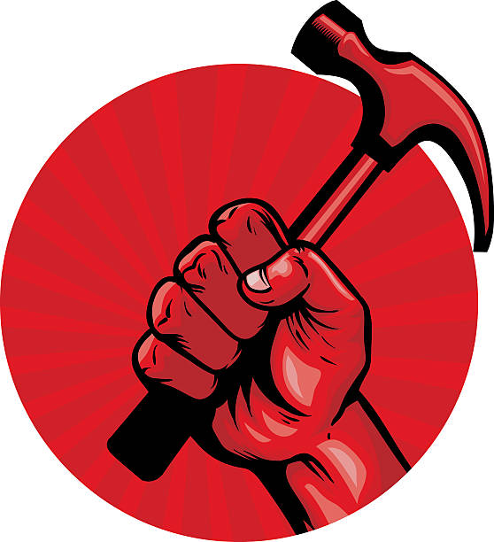 hold a hammer poster vector of hand hold a hammer arm hammer stock illustrations