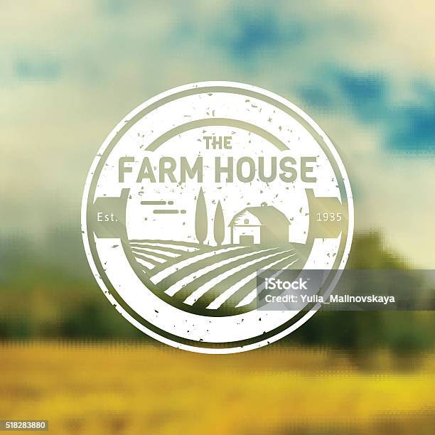 Farm House Vintage Sign Vector Label Stock Illustration - Download Image Now - Farmhouse, Farm, Circle