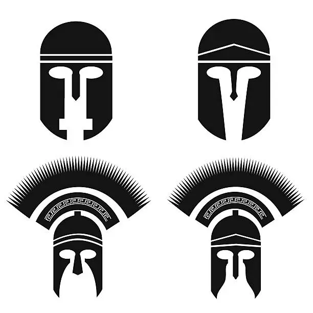 Vector illustration of silhouettes of helmet
