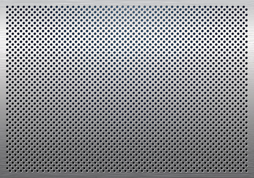 Gray metal background, perforated metal texture