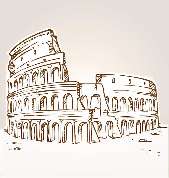 bildbanksillustrationer, clip art samt tecknat material och ikoner med colosseum hand draw - ancient rome forum