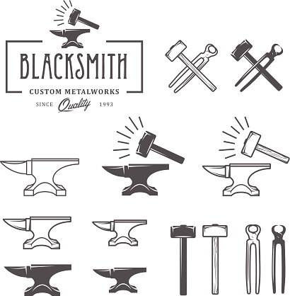 Vintage blacksmith labels and design elements.