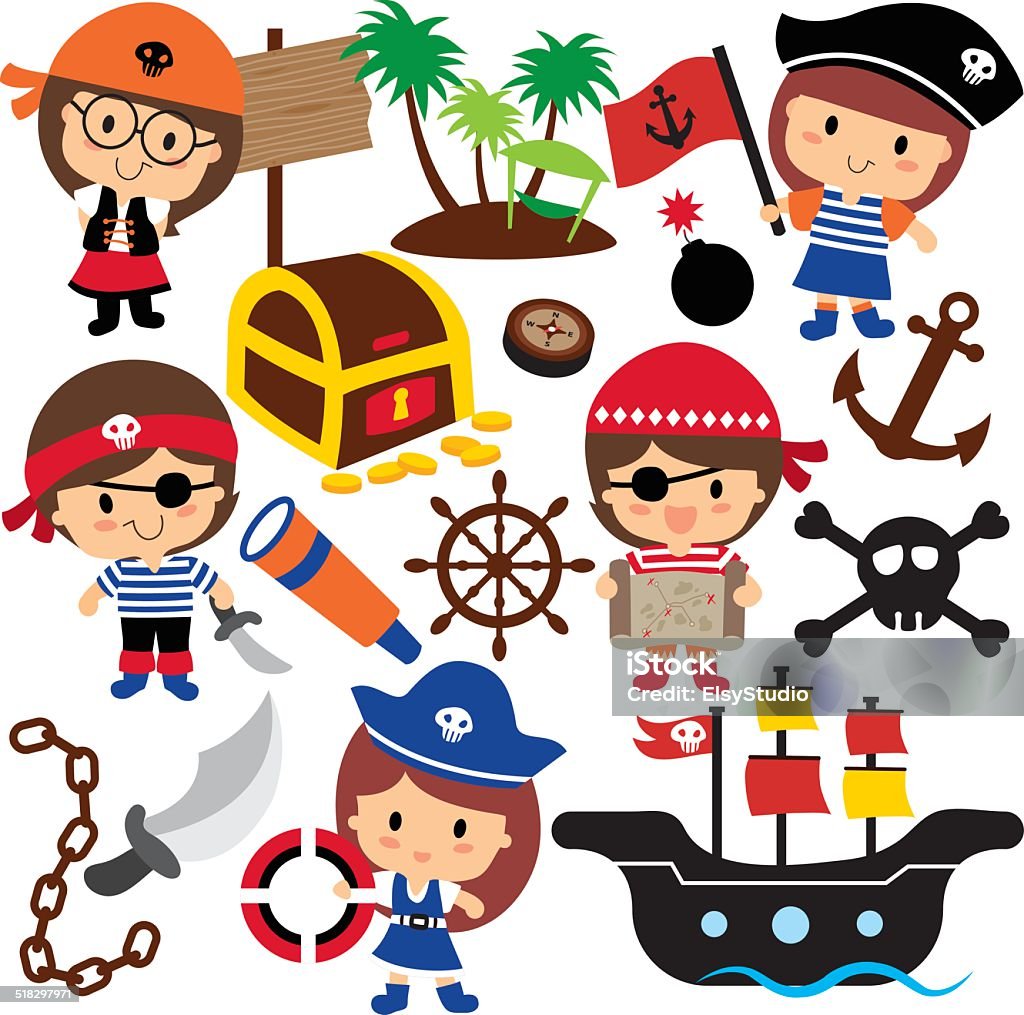 pirates kids clip art • Vector file. It can be scaled to any sizes without losing resolution. Pirate - Criminal stock vector