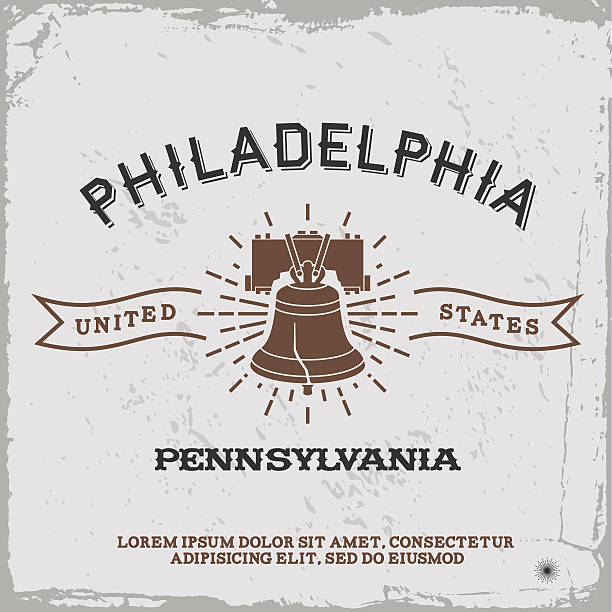 vintage label филадельфии - liberty bell stock illustrations