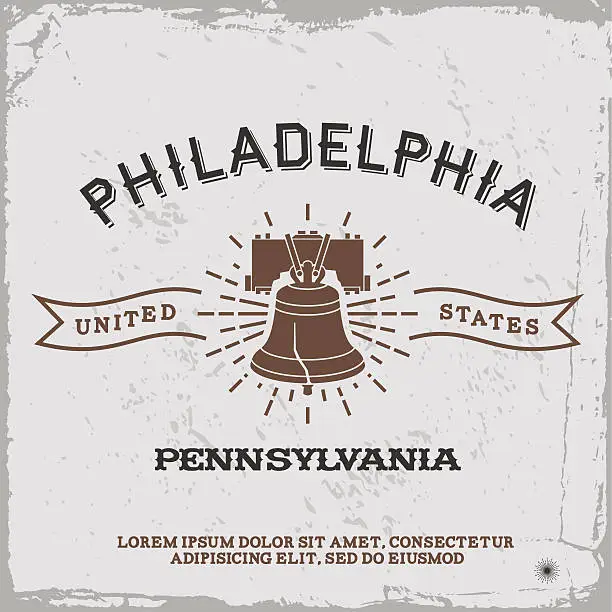 Vector illustration of vintage label Philadelphia
