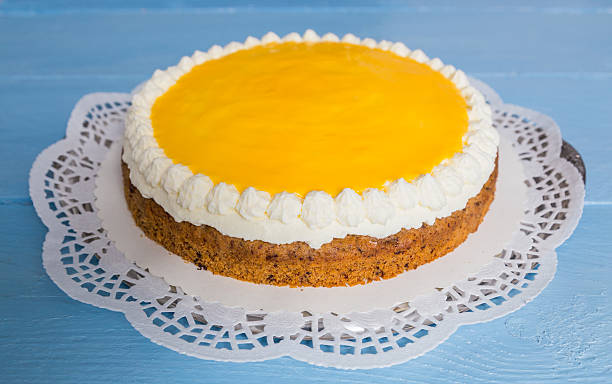 istock Advocaat cake on blue wood 518306872