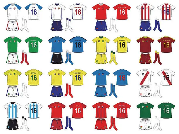 Vector illustration of Generic Kits National Teams of America