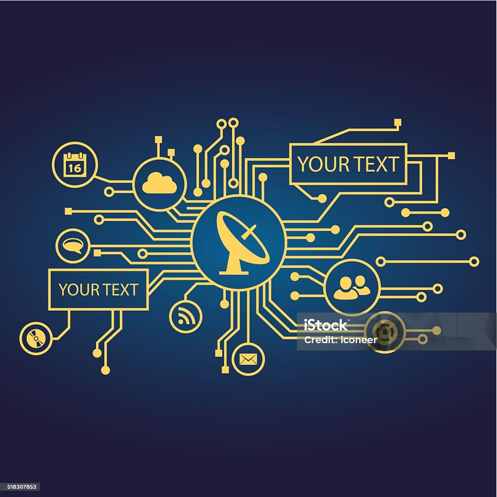 Elektrische circuit mit icons und text text Platz - Lizenzfrei Computer Vektorgrafik