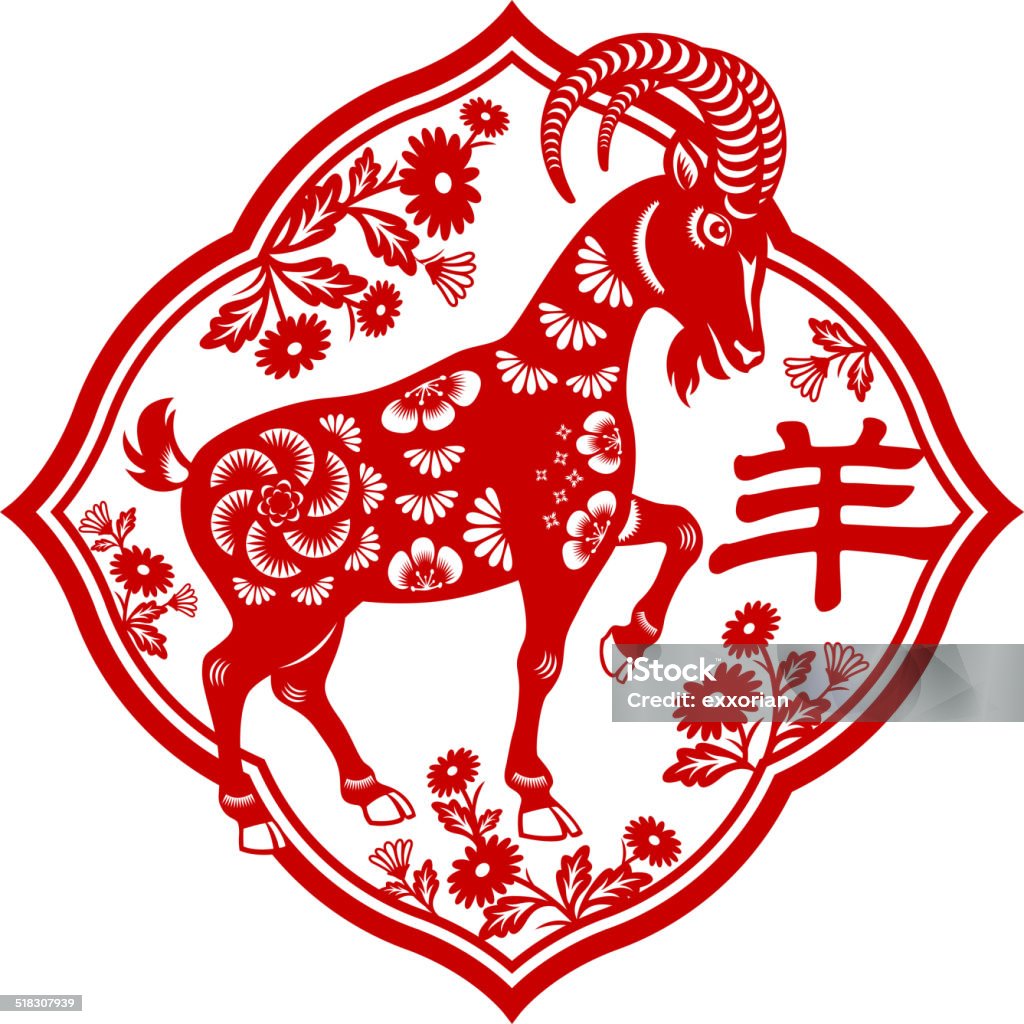 Chinese New Year Goat Paper-cut Art Year of the Goat paper-cut art. EPS10. 2015 stock vector