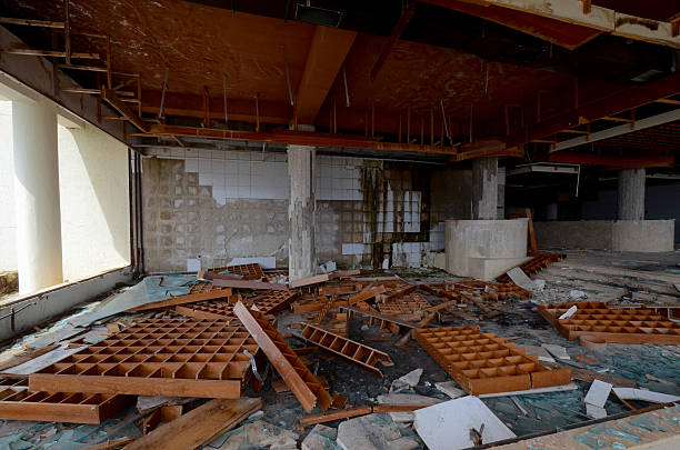 istock destruction of an abandoned comercial building 518308158