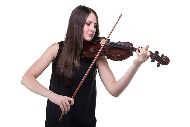 istock Young woman with violin 518309646